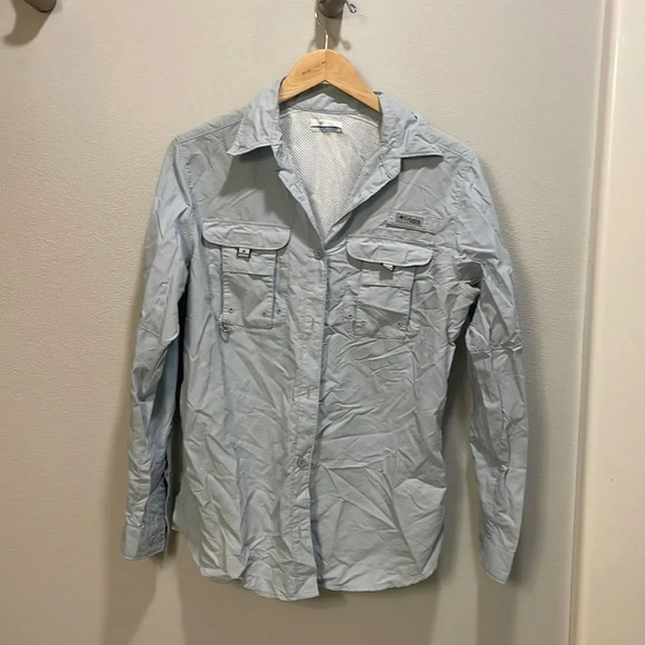 Columbia PFG men’s performance fishing gear light blue button down shirt - Picture 1 of 14